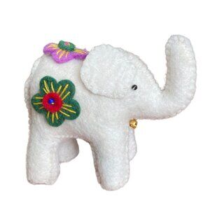 White Felt Wool Elephant